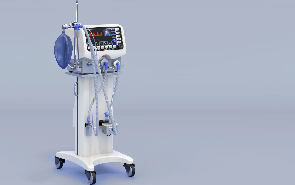 Medical ventilator used in respiratory care, illustrating precision motor control in life support equipment.